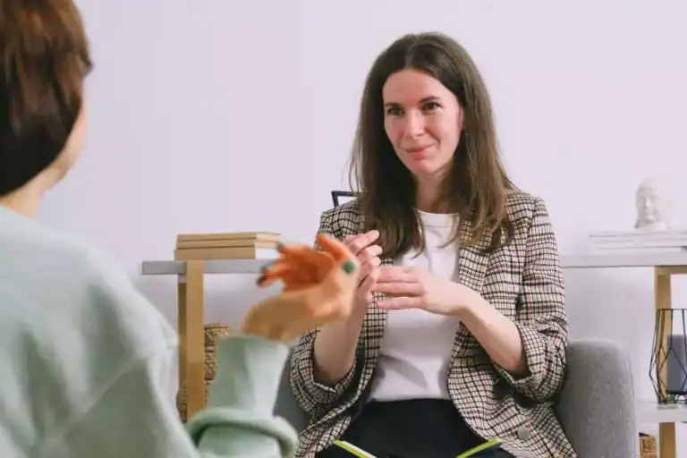 image of two women discussing depression and ketamine infusions
