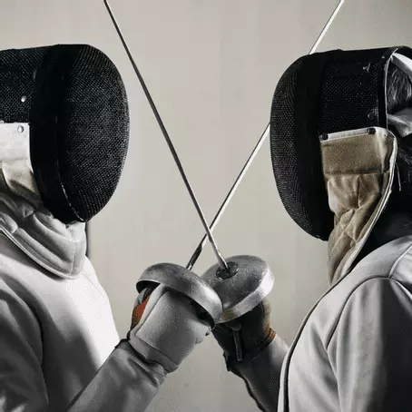 image of two people in a fencing bout