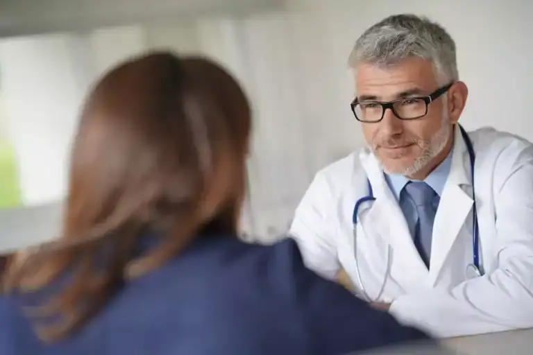image of a doctor talking to a patient about ketamine therapy