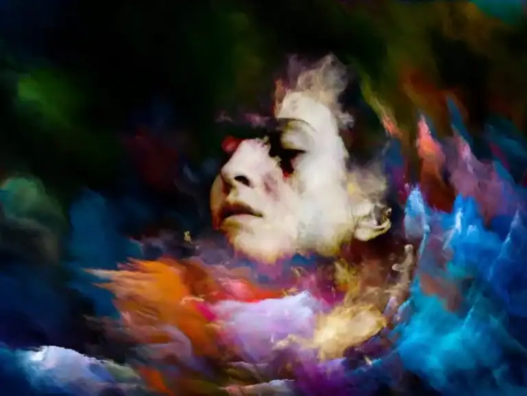 image of a trippy woman's face painting