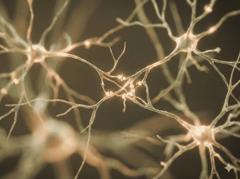 Abstract illustration of glowing neural pathways representing the brain neuroplasticity that ketamine therapy promotes during addiction recovery.