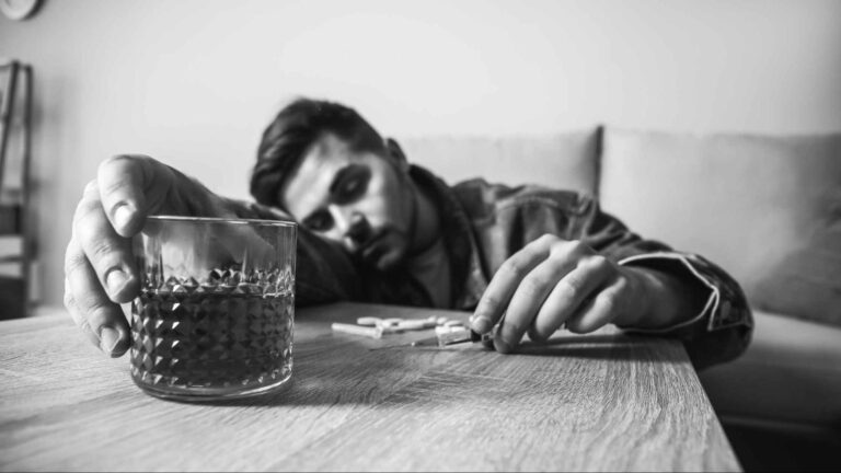 man struggling with addiction before receiving ketamine infusions to treat