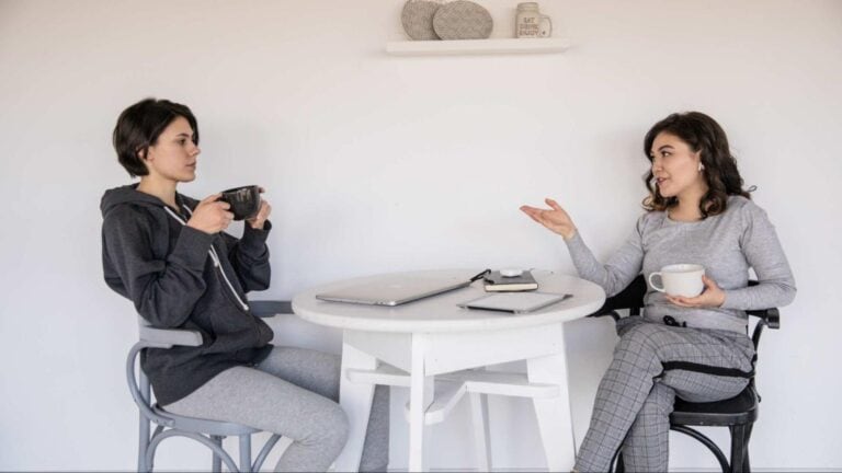 image of two women talking about dissociating during ketamine infusions therapy