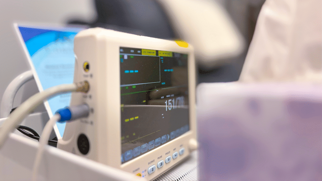 A monitor on a table side in an Avesta Ketamine & Wellness clinic