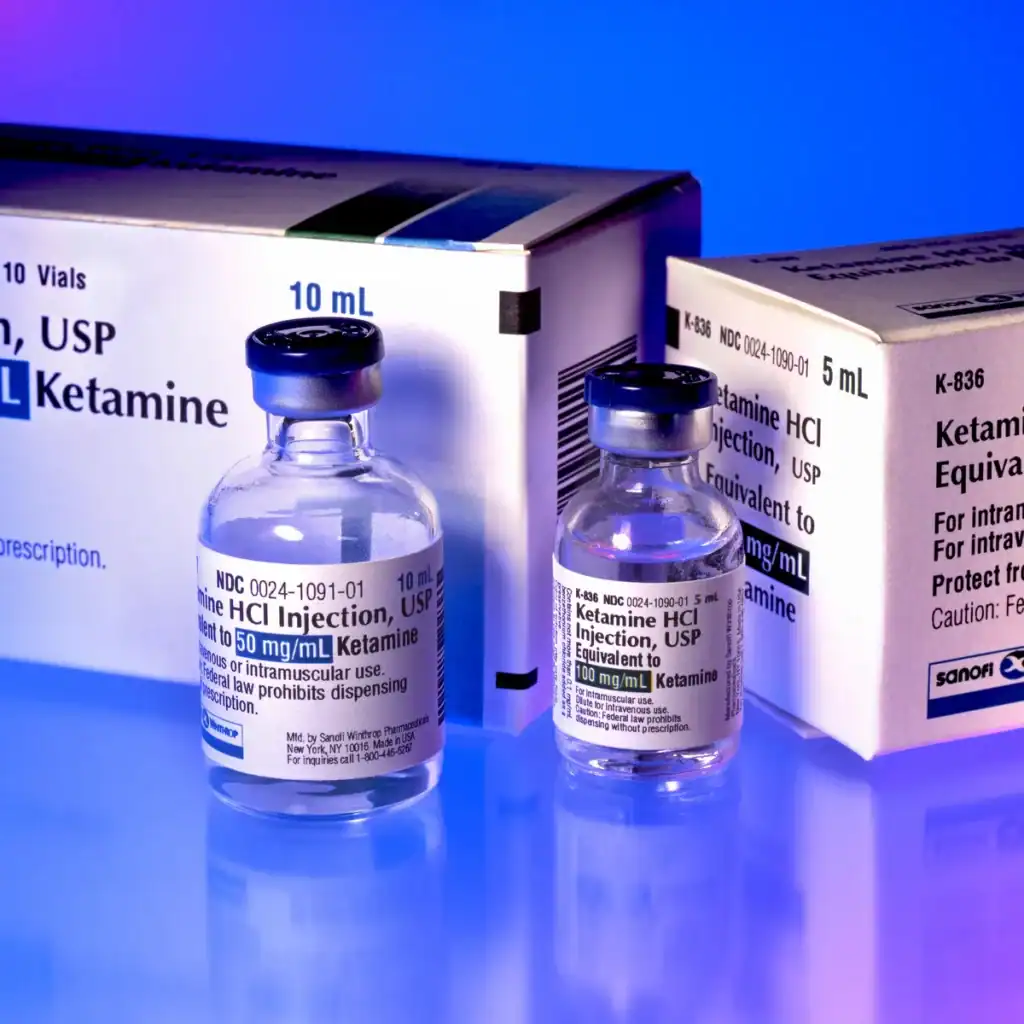 ketamine vials next to box