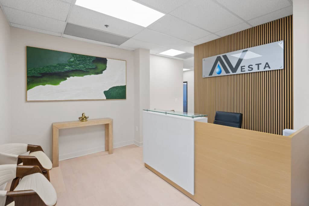 Front desk at an Avesta Ketamine and Wellness clinic where patients review ketamine therapy costs and payment options